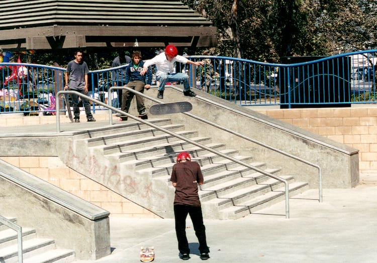 Matt Bublitz young photo kickflip santa ana skatepark