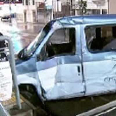 Skater Van Gets T-Boned By Train